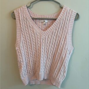 bp Pastel Pink Cable-Knit V-Neck Sweater Vest